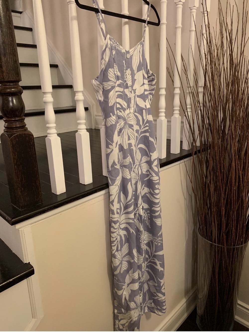 Cozy Casual Blue and White Floral Maxi Dress